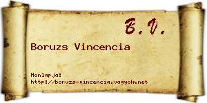 Boruzs Vincencia névjegykártya
